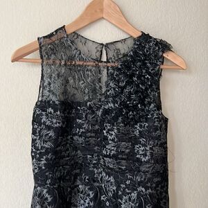 Taylor Black and Silver Lace Cocktail Dress 4